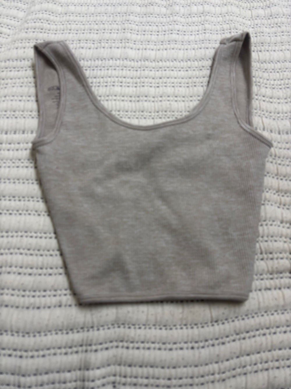 Ribbed Scoop Neck Crop Tank Top - Light Gray